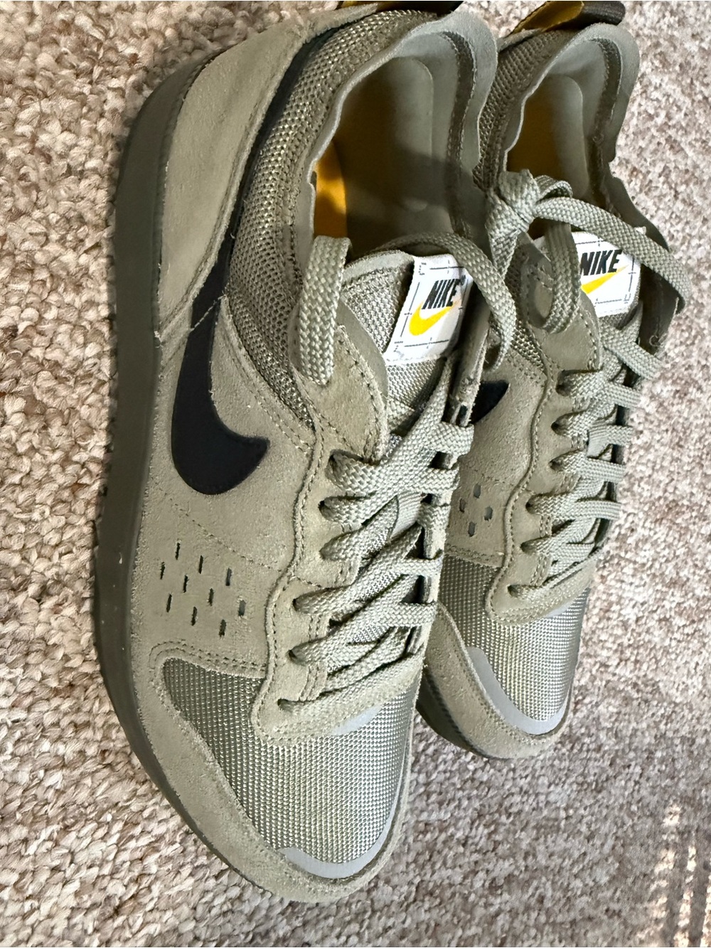 Nike Olive/Tan Low-Top Sneakers with Black Swoosh